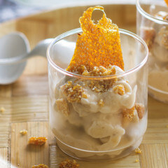 Whip up a batch of instant banana ice-cream with sesame praline