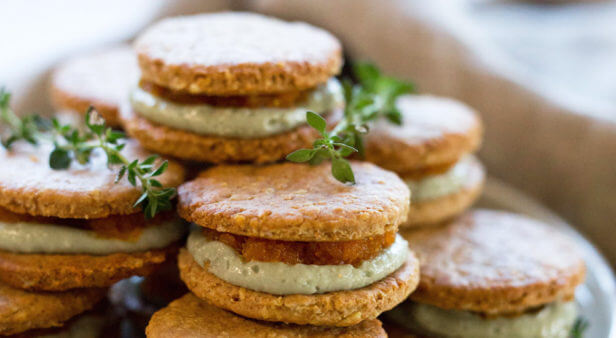 Treat your tastebuds to oat biscuits with soft blue cheese and carrot and orange jam