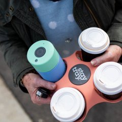 No more crying over spilt milk – sustainable coffee caddy Stay tray is here to help you carry the weight