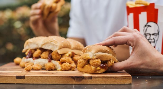 KFC has launched a slab of Popcorn Chicken-filled dinner rolls